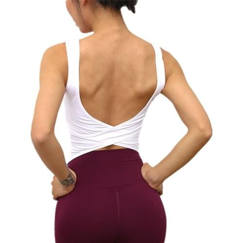 2021 New Yoga Vest With Chest Pad Women Sexy Back Cross Low Intensity Shockproof Running Sports Quick Drying Training Dance Top