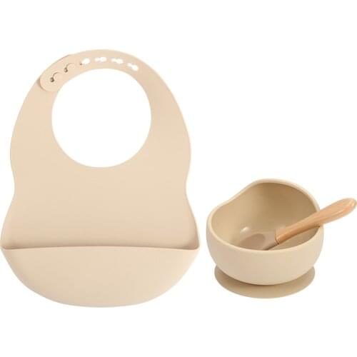 10 Sets Feeding set Food Grade Silicone Bibs Baby Plate Non-silp Suction Bowl Kids Tableware Waterproof Bib BPA Free Spoon