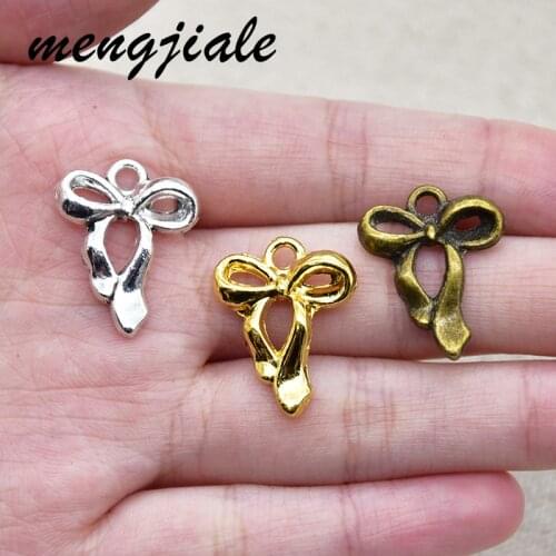 Hot sell 15pcs metal antique silver charms bow-knot charms pendant for necklace jewelry findings