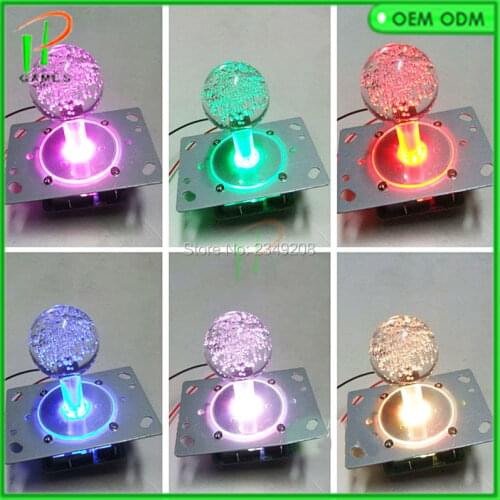 2pcs 4/8way LED Joystick with Crystal Babble ball top 7colors Illuminated LED fish game /arcade jamma game Joystick