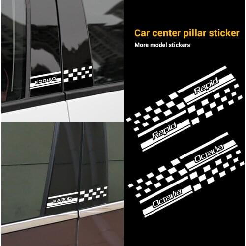 2PCS Car Window B Pillar Center Pillar Sticker Car Body Trim Decal for Skoda Karop Kamiq Octavia Rapid Fabia Superb Kodiaq Scala
