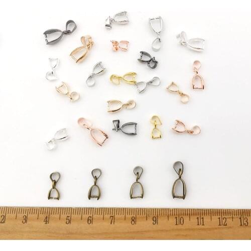 20pcs/lot Copper Gold Silver Color Bail Connector Bale Pinch Clasp Pendant for DIY Bracelet Necklace Jewelry Making Accessories