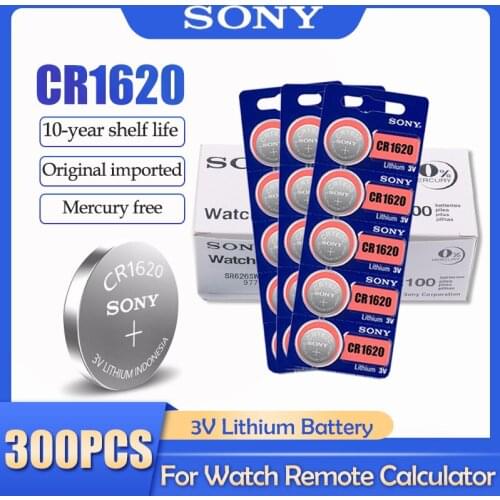 300Pcs/Lot Sony Original CR1620 CR 1620 3V Lithium Battery For Watch Remote Control Alarm Button Cell Coin BR1620 DL1620 ECR1620