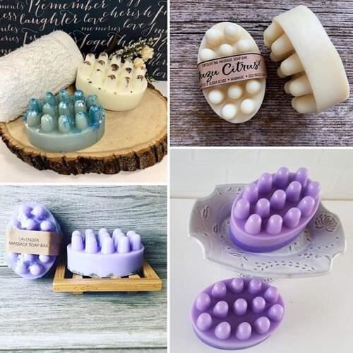 4 Cavity Silicone Soap Mold for Massage Therapy Bar Soap Making Tools DIY Homemade Oval Spa Soaps Mould Silicone Soap Form