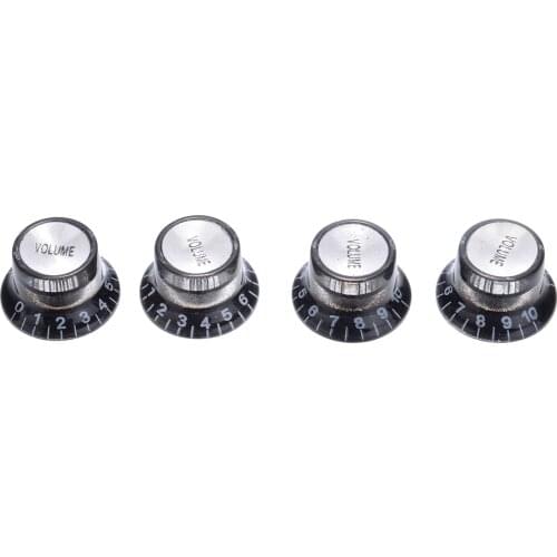 High Quality 4Pcs 6mm Black Volume Tone Hat Top Dial Guitar Speed Bell Knob Control Hat Bell For Electric Guitar Bass