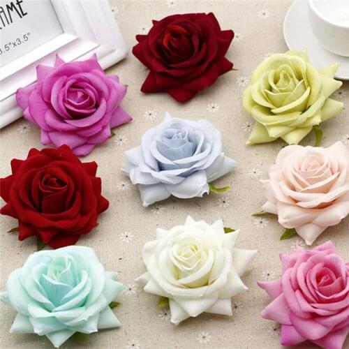 50pcs/bag Rose flower Heads artificial flowers silk Flowers romantic flower wall wedding car decor flower home decoration