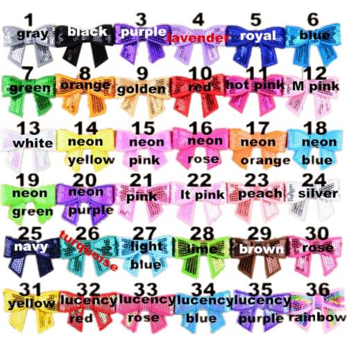 60pcs/lot 2.1'' Mini Sequined Bow Knot Applique Boutique Bows Girls Hair Accessories 36 Color U Choose HDJ14