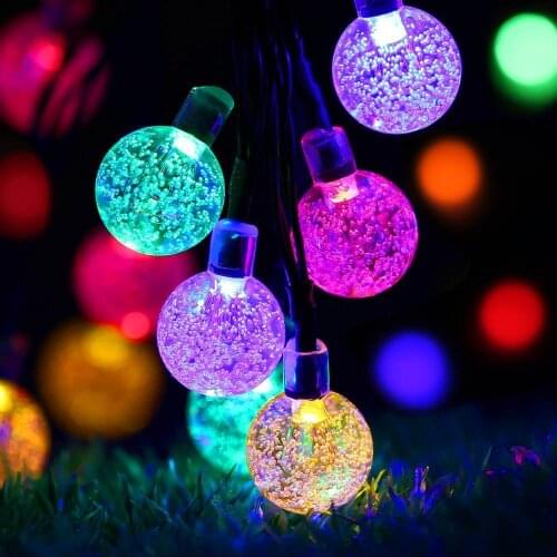 9.5M 50LEDs Solar Bubble Crystal Ball Waterproof LED String Light Outdoor LED Bulb Lamp String Christmas Lights Decoration D30
