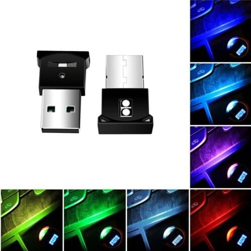 Auto RGB USB Mini LED Car Light Auto Interior Atmosphere Light Decorative Lamp Car Ambient Light Car-styling Neon Interior Light
