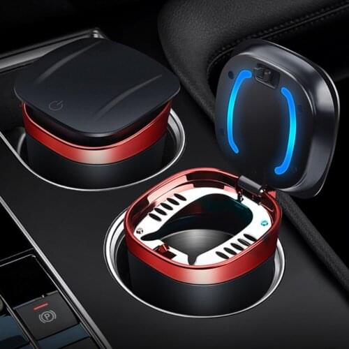 Car Ashtray LED Flame Retardant Vehicle Ashtray with Lid Automatic Opening Automotive Cigar Ash Cup Holder Car Accessories