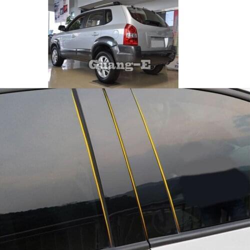 Car PC Material Pillar Post Cover Door Trim Window Piano Black Molding Sticker Plate For Hyundai Tucson 2007 2008 2009 2010-2013