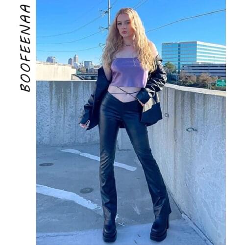 BOOFEENAA Women's Flared Trousers