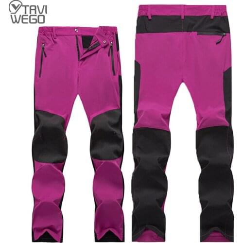 TRVLWEGO Men Women Camping Hiking Pants Trekking Wartproof Summer Quick Dry Sunscreen Outdoor Sport Trousers Rosy Asian Size