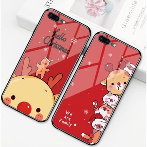 For OPPO Find x x2 Neo Lite F9 F11 Pro F1s F15 Case Red Christmas Elk Hard Tempered Glass Cover For OPPO F5 YOUTH F7 F1 F3 Lite