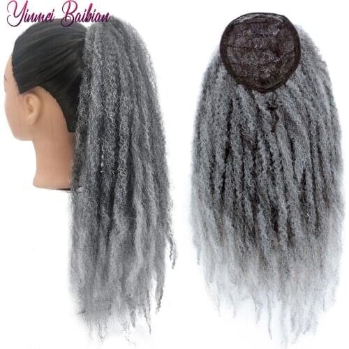 Long Afro Kinky Hair Puff Marley Braids Ponytail 18inch Synthetic Crochet Braids Clip in Hair Extensions Yinmei Baibian