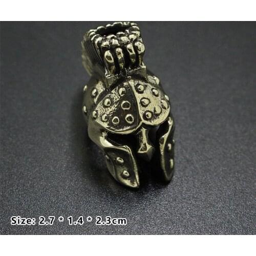 EDC Ancient Greece Warrior Helmet Spartan Paracord Knife Beads Metal Charms Solid Skull Bracelet Accessories Survival DIY Tools