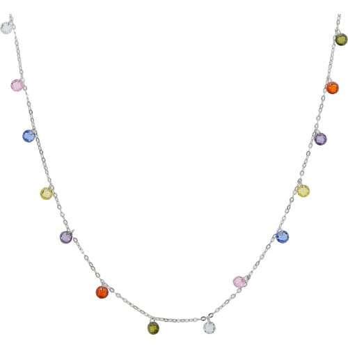 Statement rainbow cz charm choker necklace silver plated gold color trendy gorgeous girl women minimal jewelry