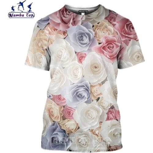 Mamba top Rose T Shirt 3D Cosplay Mens T-shirts Plant Flower Women Harajuku White Daisy Tshirt Hip Hop Carnation Men Streetwear
