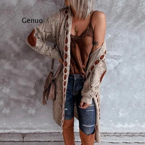 Solid Cardigan Long Sleeve Knitted Sweater Women Open Stitch Casual Sweaters Women Loose Cardigan