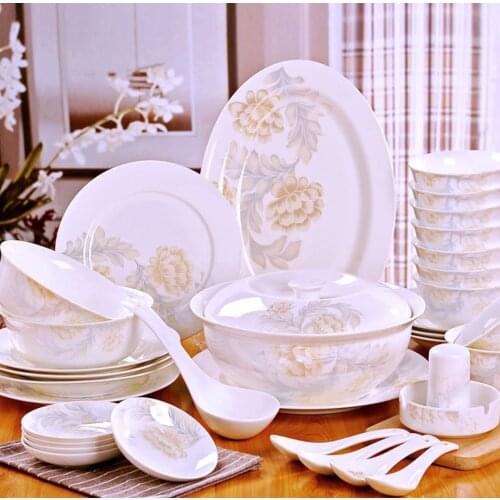 56 Heads tableware ceramics jingdezhen ceramics Rice Salad Noodles Bowl taste dish rice bowl Dinnerware Sets