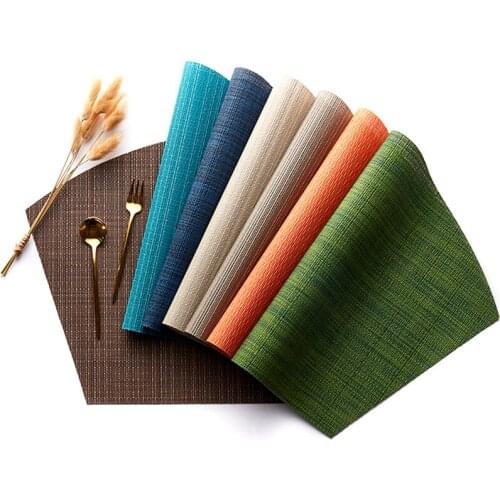 Mats PVC Mat xi can dian Antiskid Insulation Mat Bamboo Grain Placemat Hotel Supplies Placemat Kitchen Dining Table Items