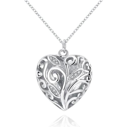 925 Sterling Silver Fashion Popular Heart-Shaped Pendant High Fashion Jewelry Rolo Necklace Best Gift N224