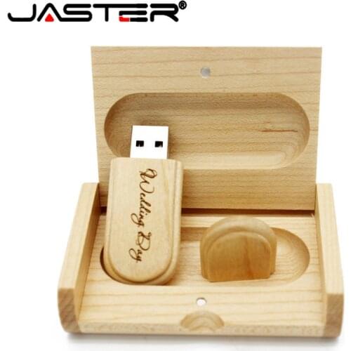 JASTER( Free LOGO) customer LOGO laser engraving wooden+Box pendrive 8GB 16GB 32GB 64GB USB Flash Drive photography gift