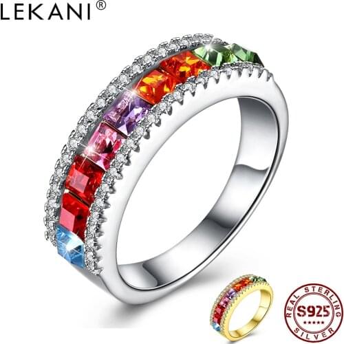 LEKANI 925 Sterling Silver Rings For Women Fashion Cubic Zirconia Punk Rings Delicate Design Engagement Party Gifts To Friends