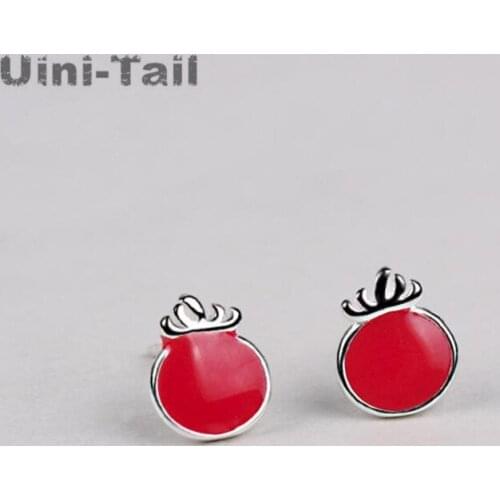 Uini-Tail hot new 925 sterling silver red tomato earrings wholesale cute fashion dynamic tomato Korean jewelry birthday gift
