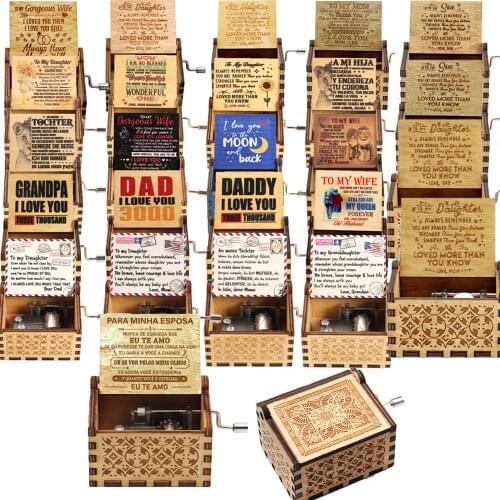 Hand cranked Music box, you are my sun theme song "Love Dad, Love Mom, Love Daughter, Love Wife" Christmas Gift Birthday Gif