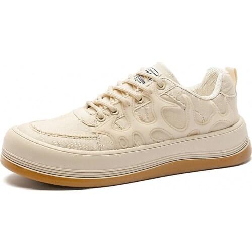 New Sports Running Shoes Outdoor Breathable Mesh Shoes Canvas Shoes Non-slip Round-toe Low-cut Thick-soled Casual Mens Shoes