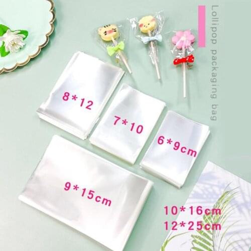 Wholesale 500pcs Samll Plastic bags Clear Cellophane Cake Wrap Bag Lollipop Bakery Gift Cookie Packaging 6x10, 8X12,9X15cm