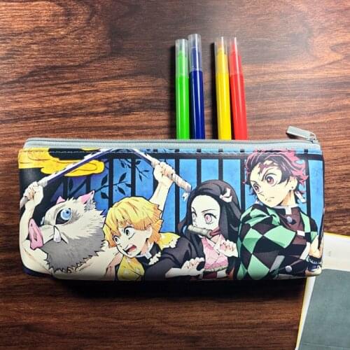 Demon Slayer Pencil Cases Nezuko Tomioka Giyuu Kochou Shinobu Pencil Pouch Student Stationery Anime Pencil Bags School Supplies