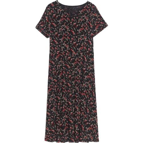 Women New Summer Mesh Dresses Ladies V-Neck Elegant Floral Print Lace Slim Dress Female Vintage Vestidos Women Summer Clothing