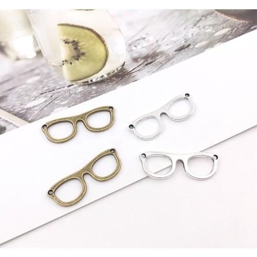 20Pcs Glasses Charms Pendants 10mm x 28mm DIY Jewelry Making Alloy Findings Accessory For Necklaces Earrings