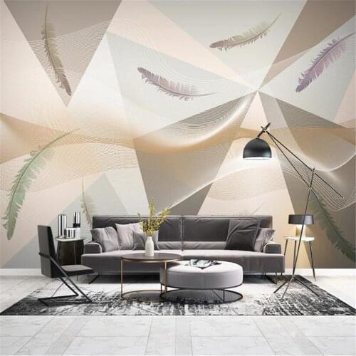 Milofi custom wall wallpaper mural modern minimalist colorful feather abstract lines geometric TV background wall painting
