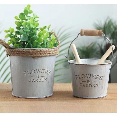 Flower Pot Simple Convenient Iron Home Decor Retro Plant Basket for Yard Flower Pots Planters Garden Supplies