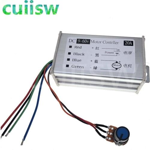Motor Speed Controller DC 29V 12V 24V 48V 60V 20A PWM Motor Speed Controller Regulator Driver 20A 0-1200W Adjustable Current