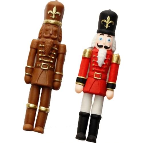 SHENHONG Nutcracker Soldier Silicone Fondant Cake Mold Christmas Pattern Biscuits Sugar Craft Chocolate Candy Decorating Mould