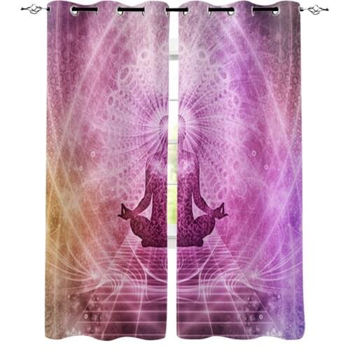 Yoga Pink Blackout Curtains for Children Kids Home Decor Bedroom Living Room High Shading Window Curtains