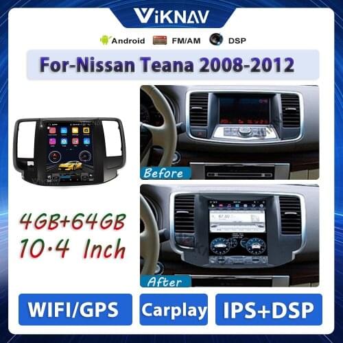 10.4 inch Android System vertical screen car GPS navigation For-Nissan Teana 2008-2012 multimedia player head unit tape recorder