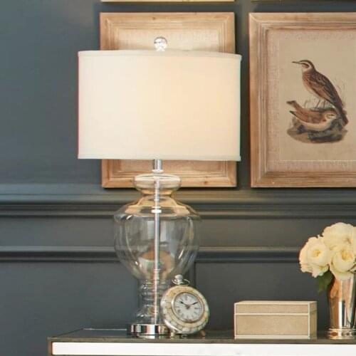 Modern Minimalist Bedroom American Bedside Lamp Warm Living Room Transparent Glass Elegant Bedside Table Warm Light Table Lamp