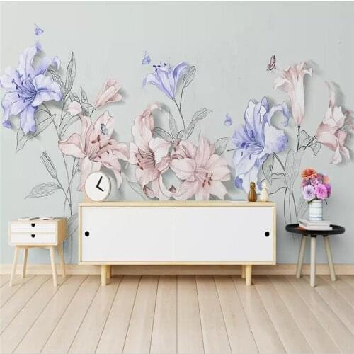 Modern minimalist 3D lily geometric background wall professional production mural photo wallpaper size can be customized