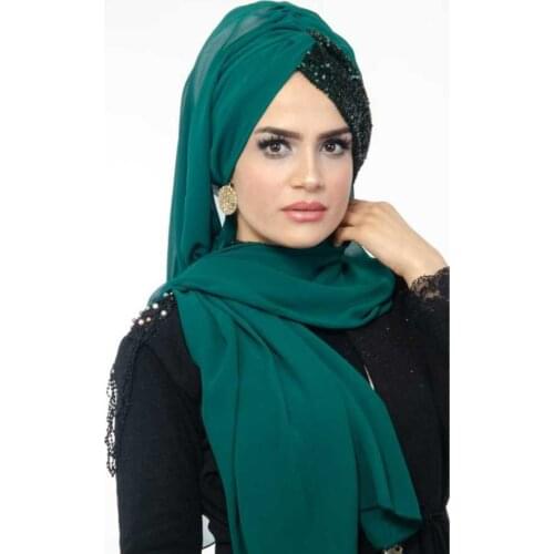 Solid color cotton scarf for muslim women hijab female head wrap scarves turban foulard femme musulman wedding chic