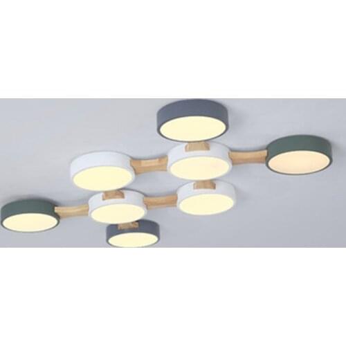 220V LED Ceiling Lights With Round Metal Lampshade For Living Room Modern Surface Mounted Ceiling Light Wood Bedroom Lamp