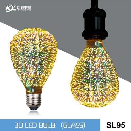 Led Light E27 3d Fireworks Edison Bulb Decoration Lamp 220v Holiday Lights A60 St64 G80 G95 G125 Night Christmas Decoratio Color