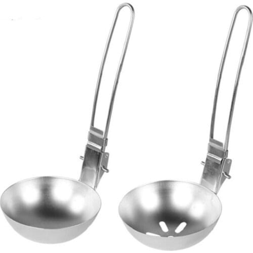 Outdoor Camping Cooking Utensils Spoon Tableware Utensils Stainless Steel Slotted Spoon Folding Kitchen Hiking Picnic Spork