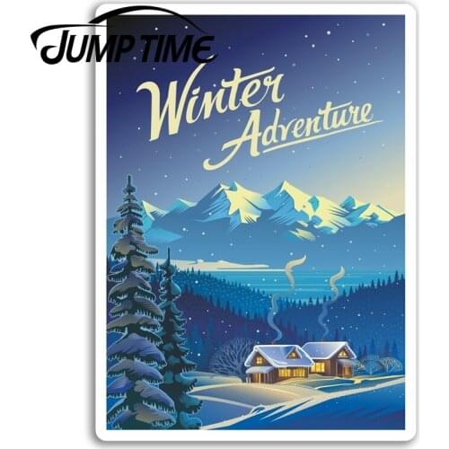 Jump Time for Winter Adventure Vinyl Stickers Ski Lodge Snow Sticker Luggage Decal Rear Windshield Waterproof Car Accessories
