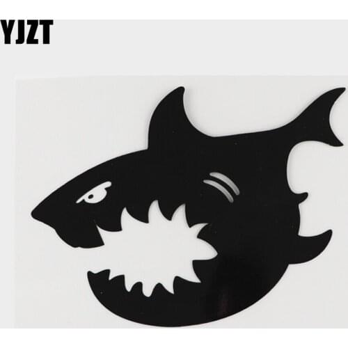 YJZT 14.2CM×10.6CM Personality Fierce Marine Animals Deware Of Sharks Vinyl Car Sticker Decal 18A-0067