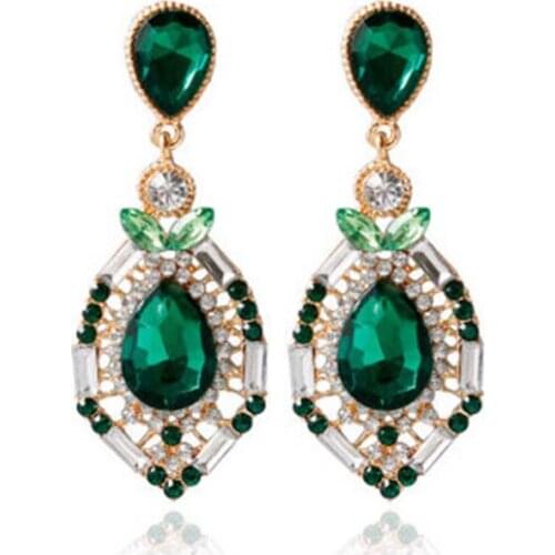 Drop Earrings Women Colorful Flower Big Brand Design Luxury Starburst Pendant Crystal Stud Gem Statement Earrings Jewelry Gifts